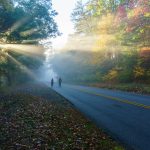 Riders on the Blue Ridge Parkway in Fall