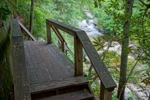 Wood Staircase on the Upper Creek Falls Trail