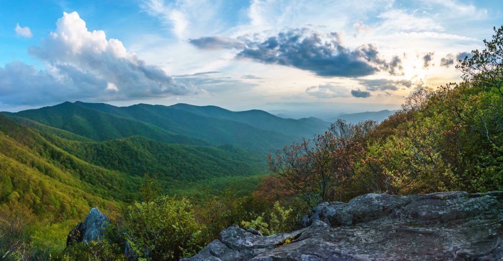 Spring View West from Hawkbill Rock at Sunset