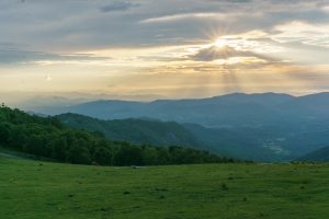 View Down Bearwallow Mountain at Sunset