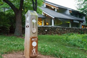 Mountains to Sea Trail Sign Post at the Folk Art Center