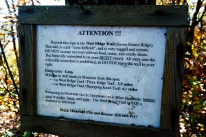 West Ridge Trail Warning Sign
