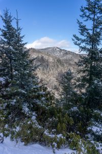 View of Devil's Courthouse from NC 215 in the Snow