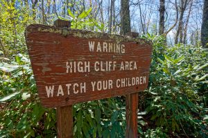 Warning High Cliff Area Watch Your Children