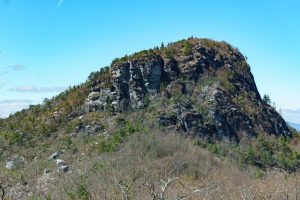 View of Table Rock from the Mountains to Sea Trail in the Chimneys Area